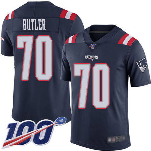 New England Patriots Football 70 100th Season Rush Vapor Limited Navy Blue Men Adam Butler NFL Jersey